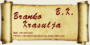 Branko Krasulja vizit kartica